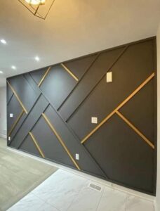 Finished painted architectural feature with detailed lines